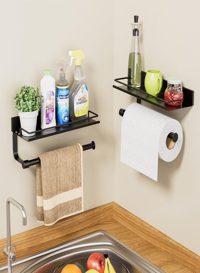 GAGUIUP Hand Towel Holder for Bathroom, Self Adhesive Paper Towel Holder Wall Mount for Kitchen, Ideal RV Paper Towel Rack, Matte Black - Image 3